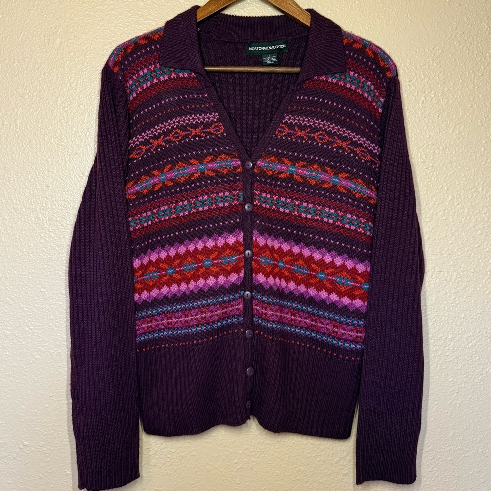 Norton Mcnaughton Multicolor Patterned Cardigan - image 1